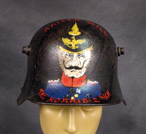 Captured German helmet with interesting art, World War Ifrom IMA-USA