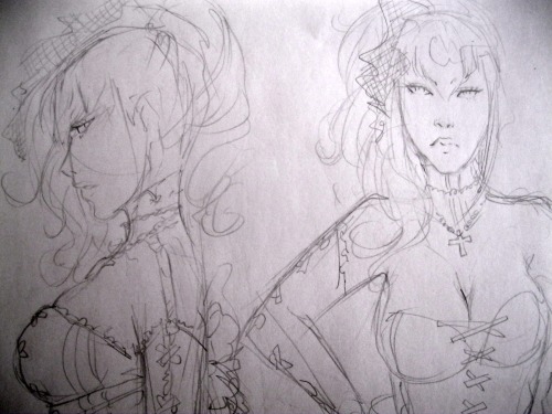 Some sketches, the girl in pencil is Aurea (oc) and the girl with colour and the snakes is….RANDOM XD Hope you like it <3