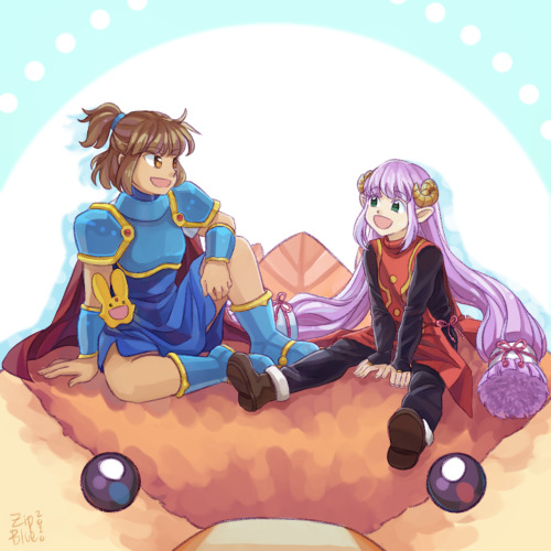 I drew a celebratory picture of Arle &amp; Septem for Arle’s Adventure, whose patch is now