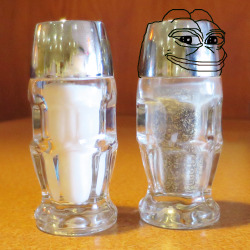 crimewave420:  dennys:  ah, a rare set of salt and pepe   WOW YOU KNOW WHAT FUCK YOU PEPE IS DEAD 