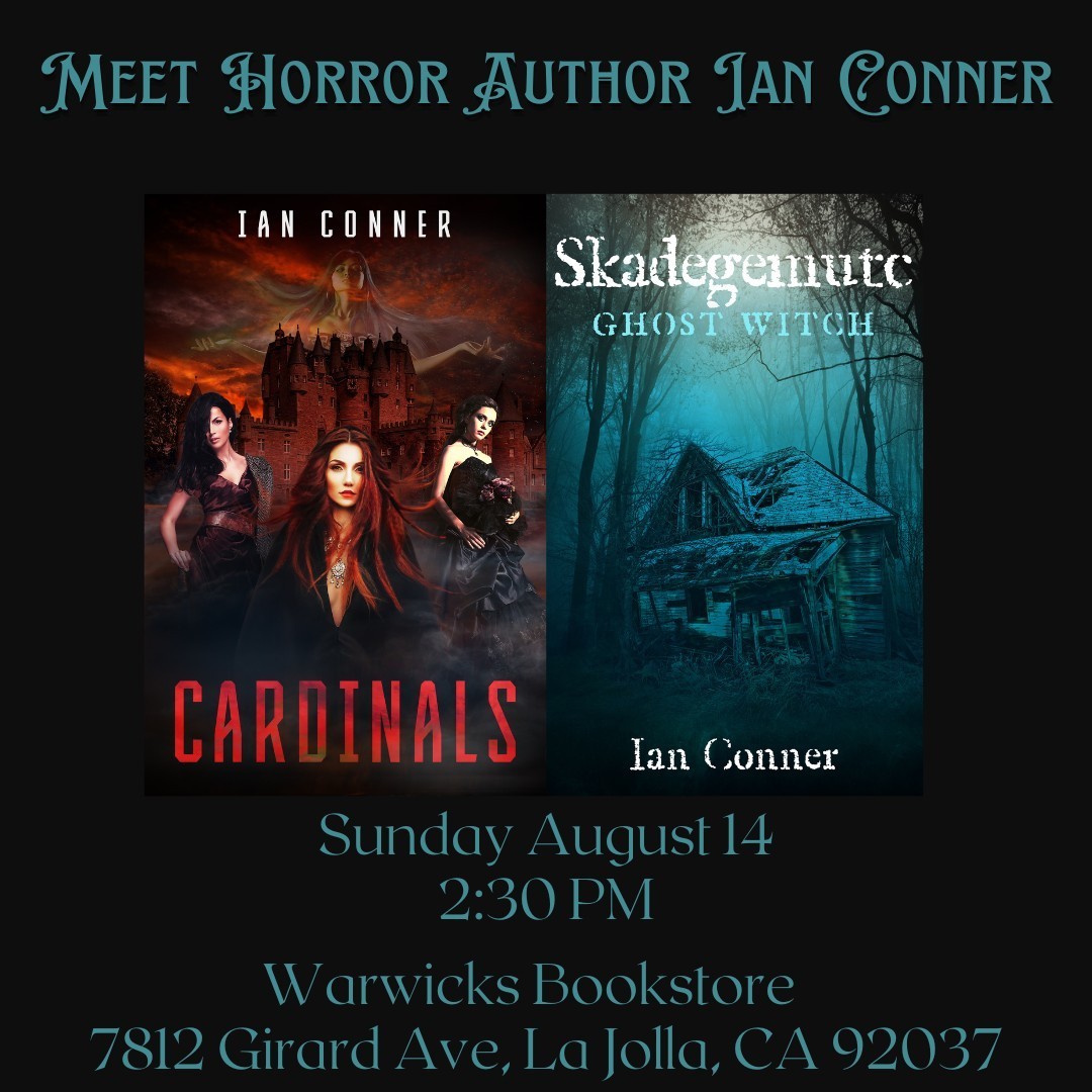 Meet Horror Author Ian Conner
Sunday August 14 at 2:30pm
Warwicks Bookstore, 7812 Girard Ave, La Jolla, CA 92037
https://ift.tt/gCk59PR
#horror #warwicks #legend #booksigning #HorrorAuthor #CaliforniaAuthor #CaliforniaBookSigning #GhostWitch...