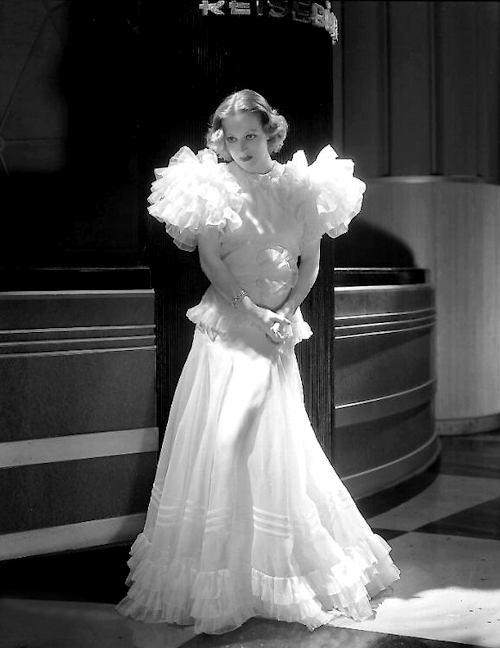 Joan Crawford in the famous dress from &lsquo;Letty Lynton&rsquo;, designed by Adrian, 1932