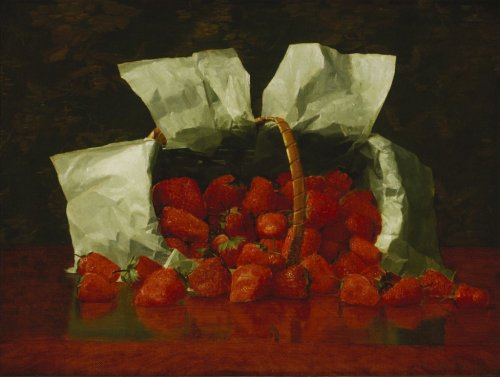 huariqueje:Strawberries   -   William J. McCloskey, 1889.Anerican,1859-1941oil on canvas, 12 x 16 in