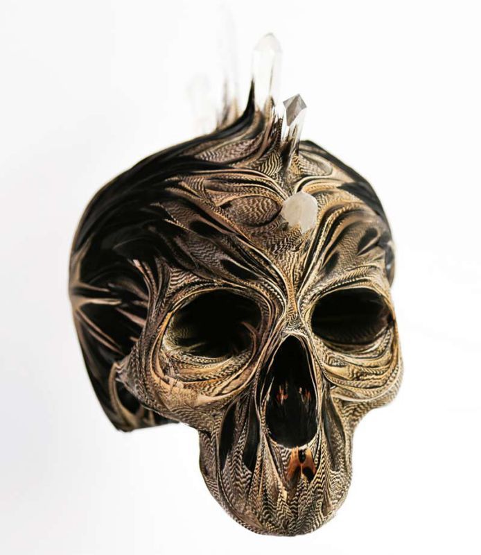 asylum-art:  Laurence Le Constant: Feather skulls After studying applied arts with