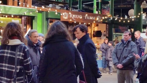 constancecream: constancecream: Benedict Cumberbatch and Martin Freeman filming Sherlock IV London, 