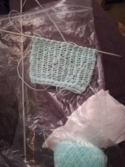 duchessnibenhu-ofpyromania: Miniature knitting wip. The ball I decided to use for Lagoona’s sw