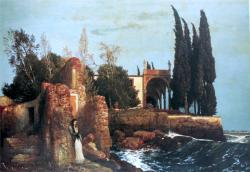 lilacsinthedooryard:  Arnold Bocklin Villa by the Sea 1878 