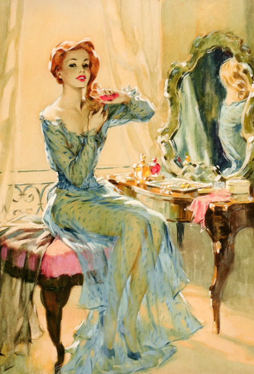vintagegal:“Girl at Dressing Table” by David Wright c. 1947