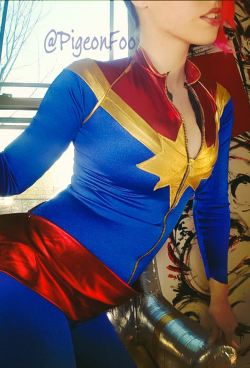   Self Shot Peek at a Cosplay in Progress!!Working on Captain Marvel, hoping to have this finished during the year. This suit is thanks to a rad ass regular who surprised me with it!!   