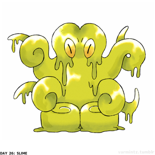 DAY 26: SLIME of Faketober. I love slime. Oozamaki, a pure Poison type, are born in polluted waste. 