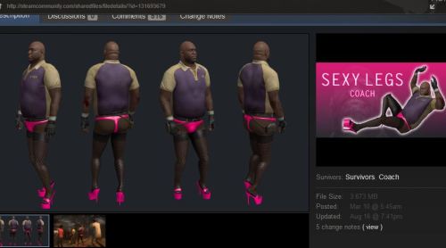 hornedwolfbeast:
“this is a mod in the steam workship for left 4 dead 2 and i love it. look. the thong and heels MATCH. LOOK at that. I want somebody to make something like this for all the characters. high heel zombie fighting game. I want to BE...