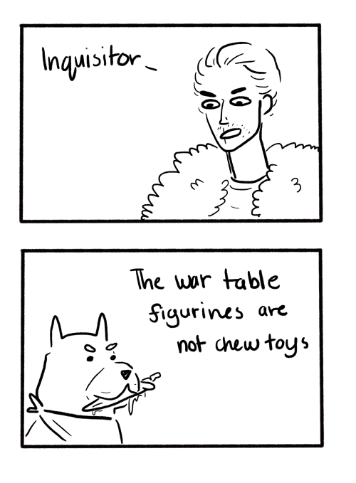 cupcakelogic:What if the inquisitor was a dog