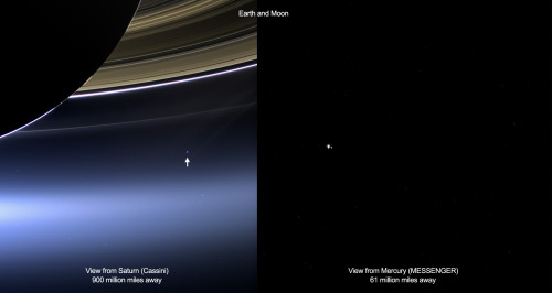 La Tierra desde Saturno y Mercurio (NASA/JPL).