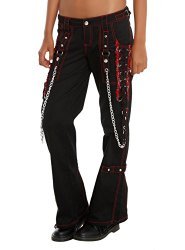 Tripp black and red lace- up chain pants