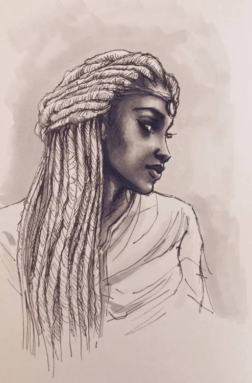 Quick sketch of Zelie from Children of Blood and Bone, a fantastic novel I HIGHLY recommend to every