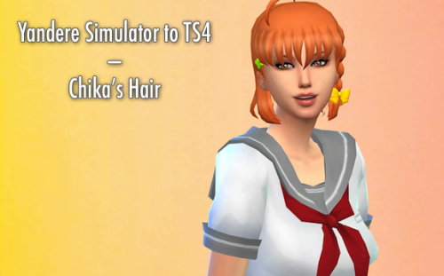 Chika’s hair from Love Live/YanSim converted to The Sims 4.  Not hat compatible.  En