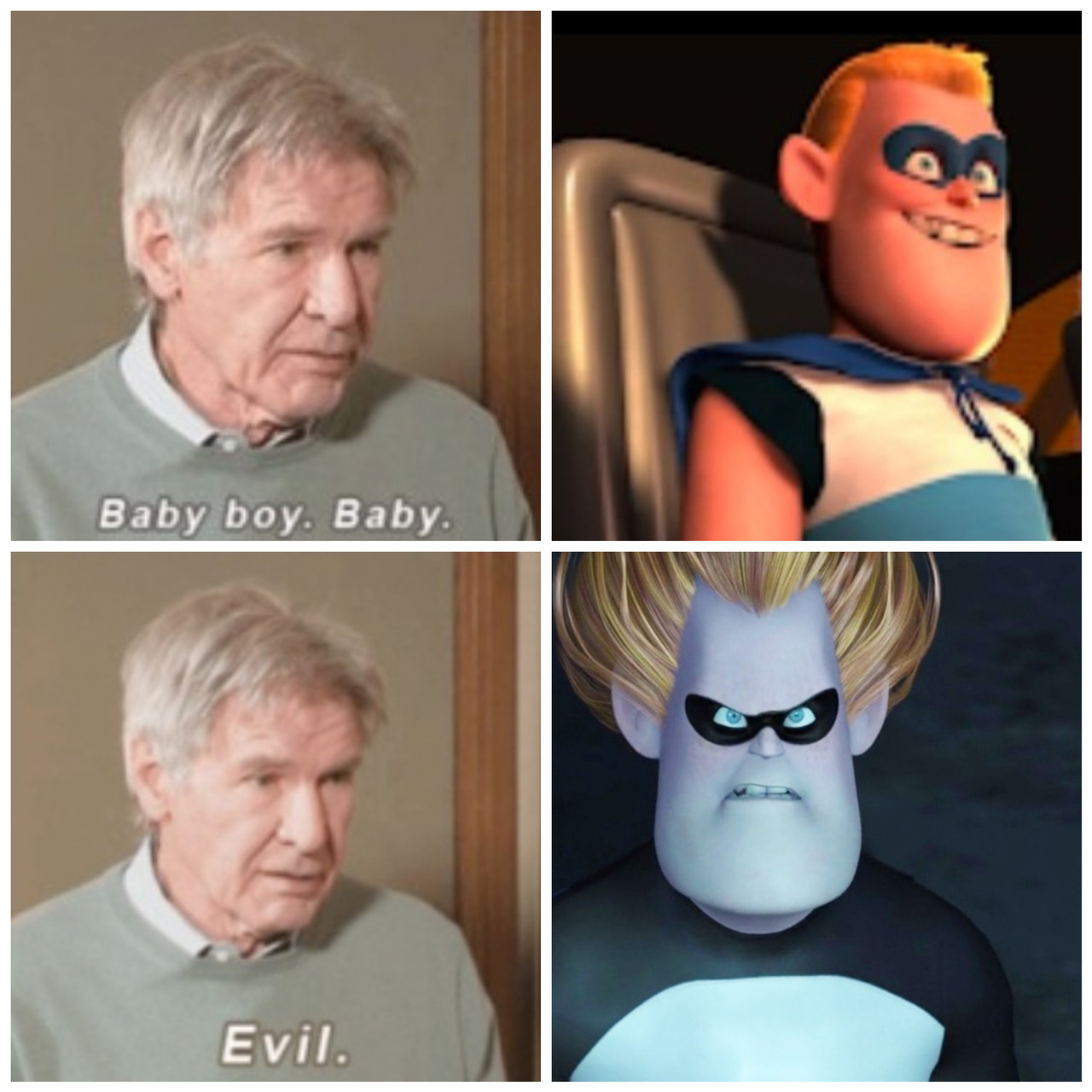 Queer Things — [ID: The Incredibles showdown meme. Mr.