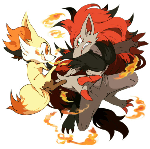 pinkunoichi:Fennekin and Zoroark - Source