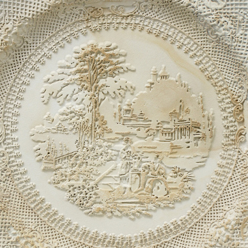 itscolossal:Repurposed Antique Dishware Sandblasted Into Bas-Relief Sculptures by Caroline Slotte