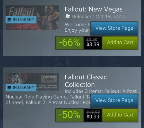 femhype:  steams-sales:  Fallout franchise sale!  Steam is having a huge Fallout sale! 💕   !!!!!