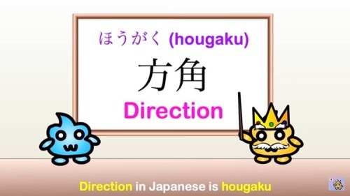 ★Direction in Japanese is 方角 (ほうがく – hougaku).﻿﻿★　The Japanese word for North is 北 (きた – kita).﻿﻿★　T