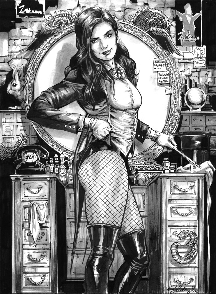 funrama: Zatanna, ink on paper, art: me