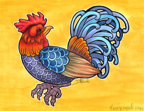 dmarciniak: RoosterCopics on Watercolor Paper www.dmarciniak.com