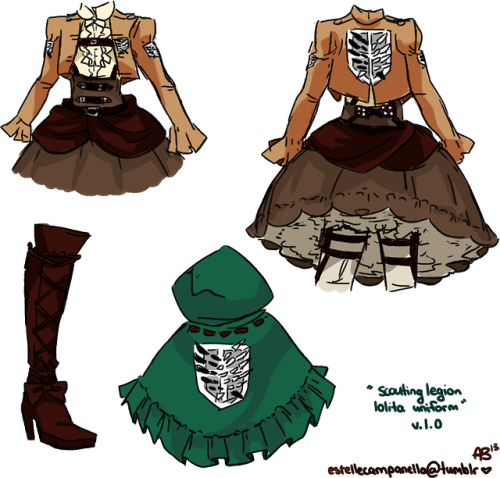 estellecampanella:  uh yeah i said like yesterday i think that i really REALLY wanted to do this so i did it. hella i thought it would be fun to design a lolita version of the snk uniform, so here it is, with beautiful armin as my model. i will have to