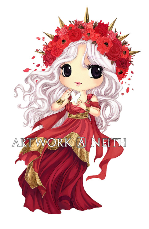 Chibi version of a set of illustration I’m working onFeaturing Persephone, Melinoe, Hades and Macari