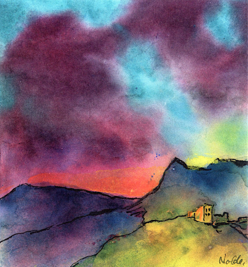 dappledwithshadow:Romantic LandscapeEmil Nolde1938-1945Private collection Painting - watercolor Heig