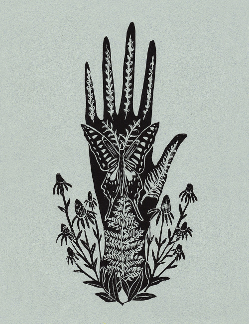 Swallowtail HandBlock print, 2020by Kelly Louise Judd