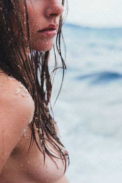 unbleachedlinen:  Portrait of beautiful nude woman by the sea By AlexphotoAvailable to license exclusively at Stocksy 