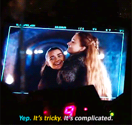maisiewilliamssource: Maisie Williams and Sophie Turner behind-the-scenes on GoTS7E4