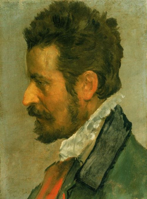 Cabeza de un hombre de perfil por Annibale Carracci, 1588-95.