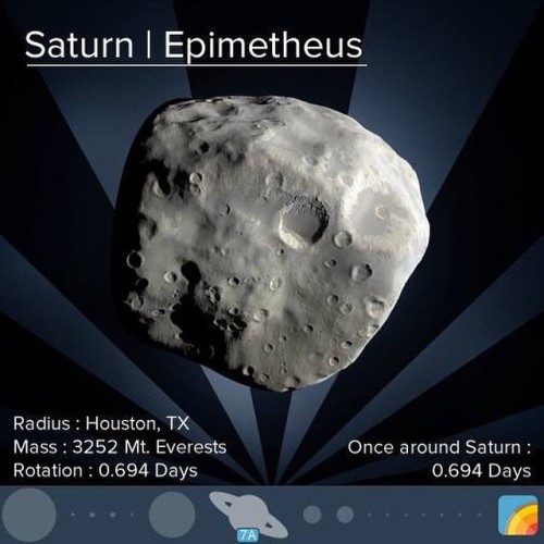 We’re giving you two of Saturn’s moons today, Epimetheus and Janus, because they’r