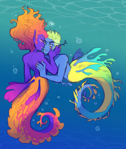 sutexii:colorful seahorse/seadragon inspired