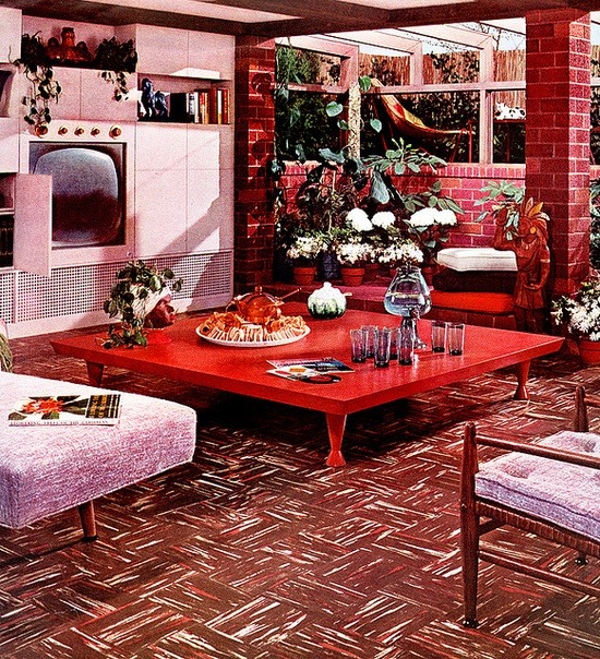theniftyfifties:  1955 living room design with Armstrong flooring.