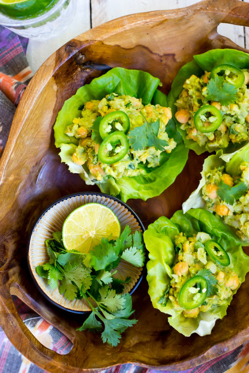 tinykitchenvegan:Chickpea Avocado Lettuce Wraps