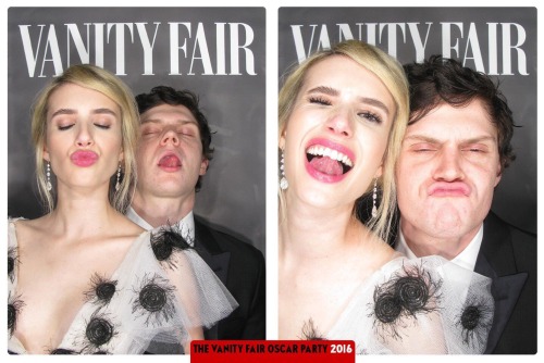 Emma &amp; Evan at the Vanity Fair Oscar Party 2016.