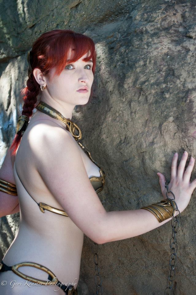 savingthrowvssexy:  Alexandria the Red as Slave Leia Most impressive.  love it.