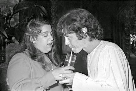 heroinsight:Mama Cass Elliot and Donovan share a drink at a party, 1967 