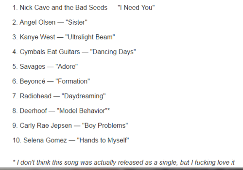 The top 10 singles of 2016, according to the Pazz & Jop ballot I just submitted