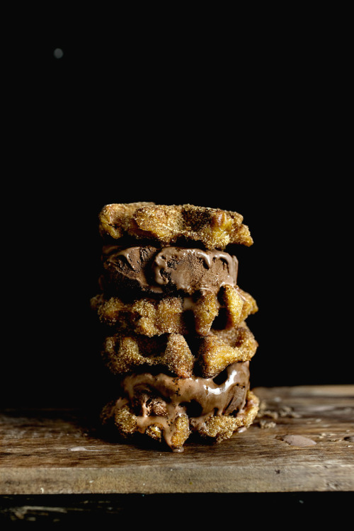 churroffle and chocolate ice cream sandwiches.