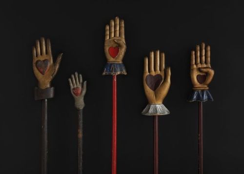 thetypologist:Hand staffs.Folk Art Museum exhibit: Mystery and Benevolence: Masonic and Odd Fellows 