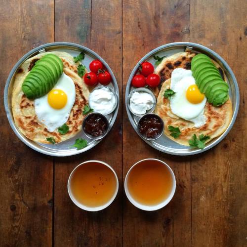 laughingsquid: Man Crafts Beautiful Matching Breakfasts From Around the World for Himself and His Bo