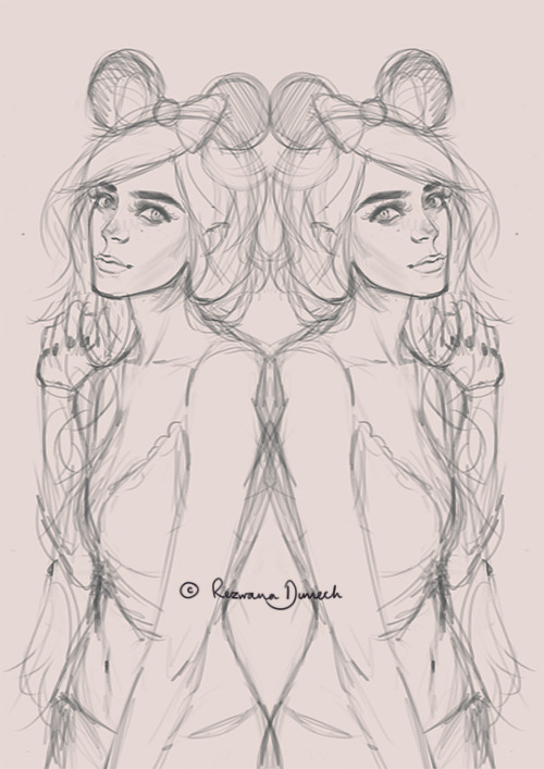 rezdimech:  A rough sketch of AsheMaree WIP, I will finish this ^_^ 