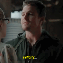 scofieldsarrow:  oliver queen + his obsession with felicity’s name (x) (x)