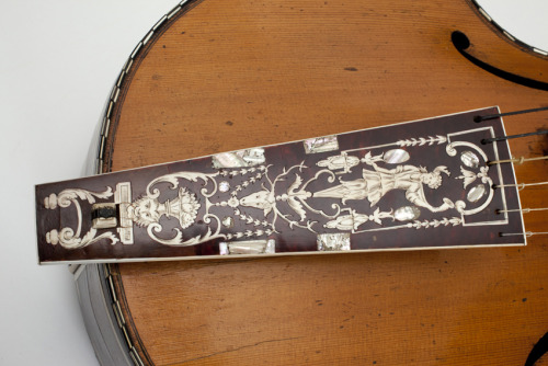 Joachim Tielke, Bass viol, 1700. Rosewood back and pine soundboard, engraved ivory, inlaid tortoises