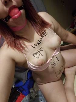 whore&ndash;humiliator:  yourlittlestripperwhore:  Cheap whore looking to be used  Looks like a fun whore to me…. 