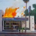 raychleadele:So there’s this artist, Alex Schaefer, who makes a bunch of paintings of Chase Bank burning. There’s just so many of these and I think it’s incredibly funny butI just read this bit from the artist andThis is a “plein air”